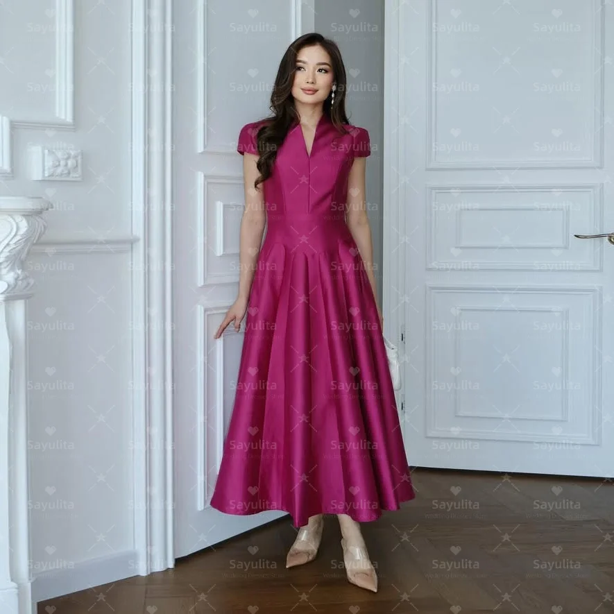 Sayulita فساتين حفلة موسيقية بطول الكاحل، رقبة على شكل V صغيرة، فساتين رسمية وسهرة، أكمام أحذية، فستان حفلات الزفاف حسب الطلب #3