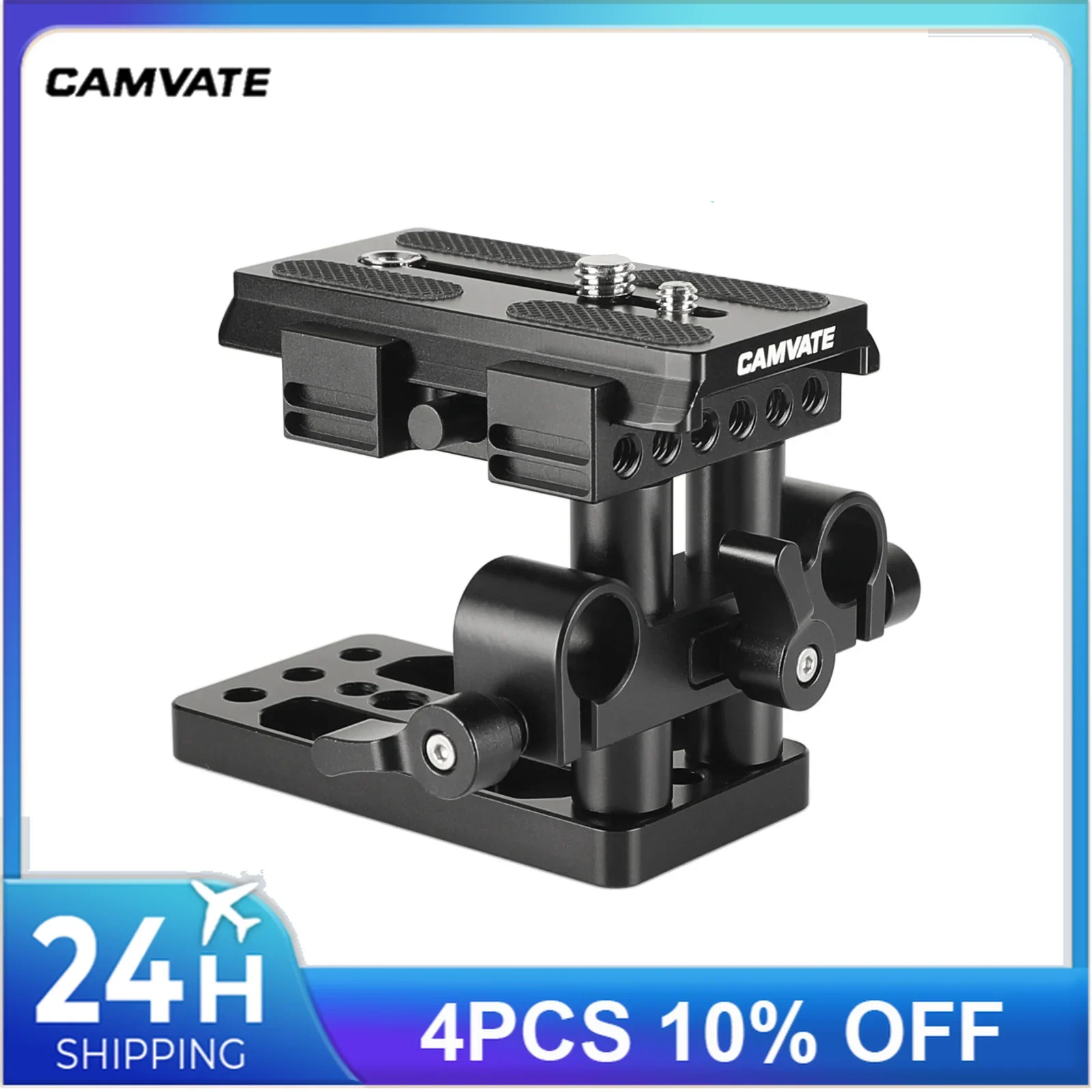 Camvaste-placa de montagem para câmera, base qr com braçadeira lws de 15mm e base dupla para manfrot, tripé 577/501/ 504/ 701