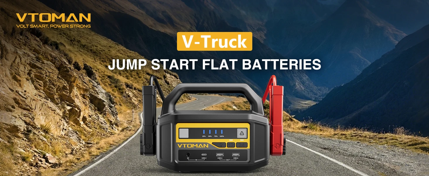VTOMAN V-Truck 6000A Auto-Starthilfegerät 36400mAh Tragbares Starthilfegerät Power Pack für Alle Benzin- und Diesel-Fahrzeuge, 12V/24V Starthilfegerät – Detail 2