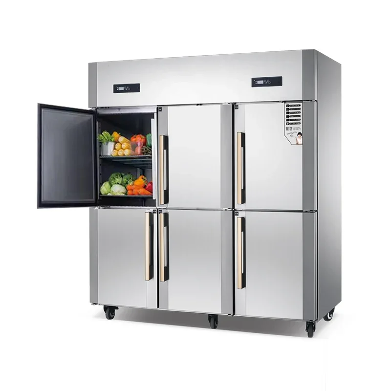 Automatic High Quality Single Temperature Freezer Air Cooling 6 Door Upright Chiller Commercial Vertical Refrigerator