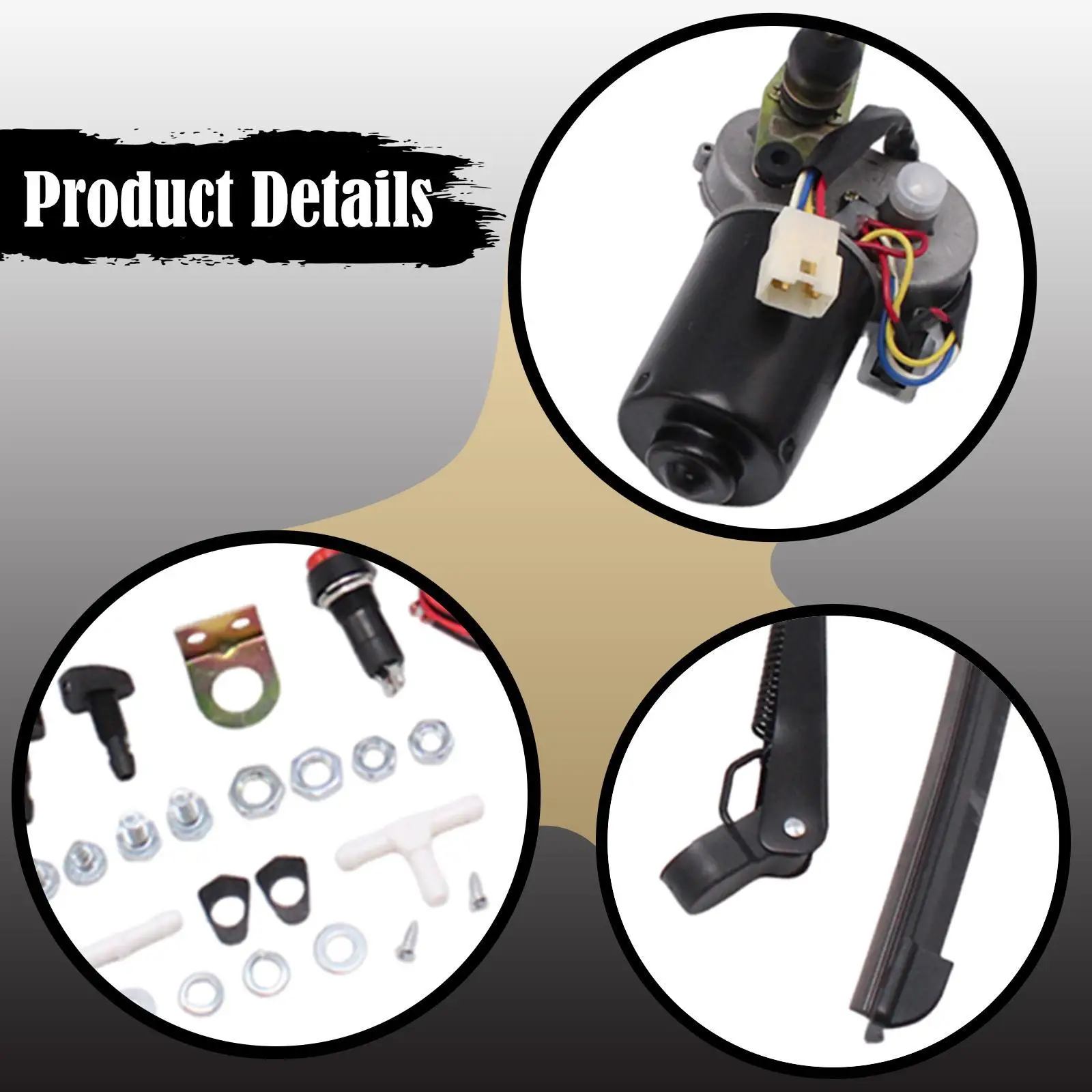 

Electric Windshield Wiper Assembly Kit 12V with Washer Pump Kit for UTV Accs