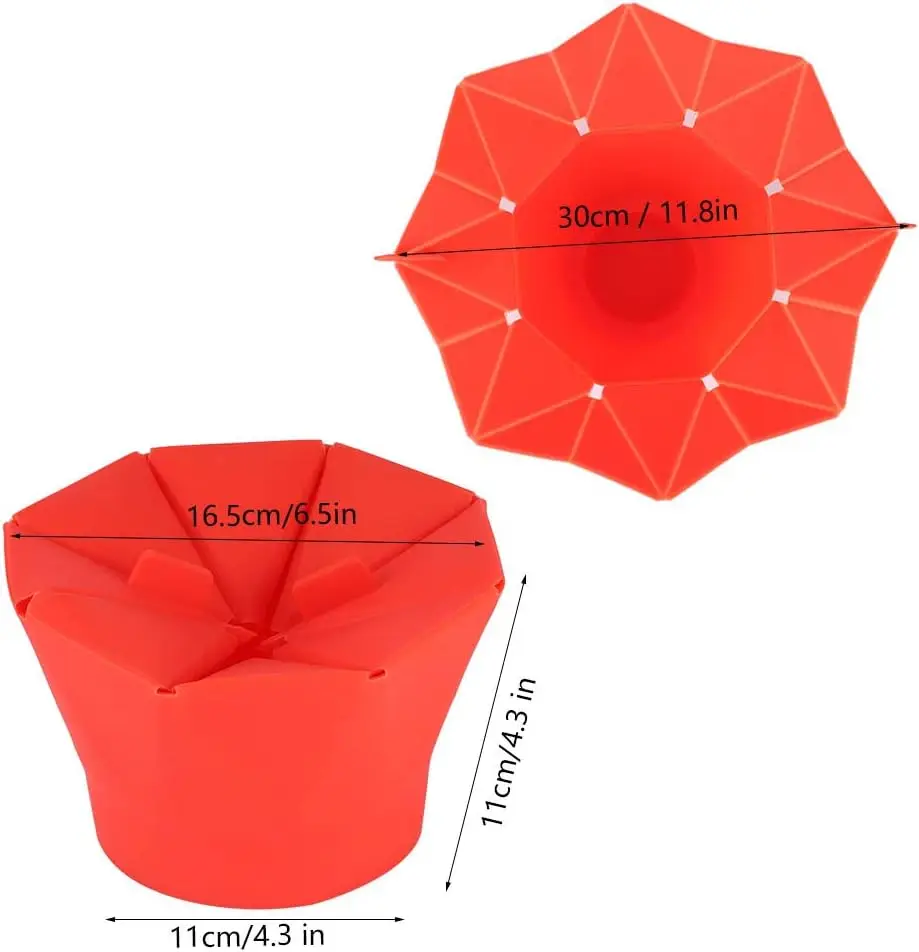 وعاء الفشار، وعاء الفشار الأحمر القابل للطي لفرن الميكروويف، وعاء الفشار DIY من السيليكون لصنع الفشار