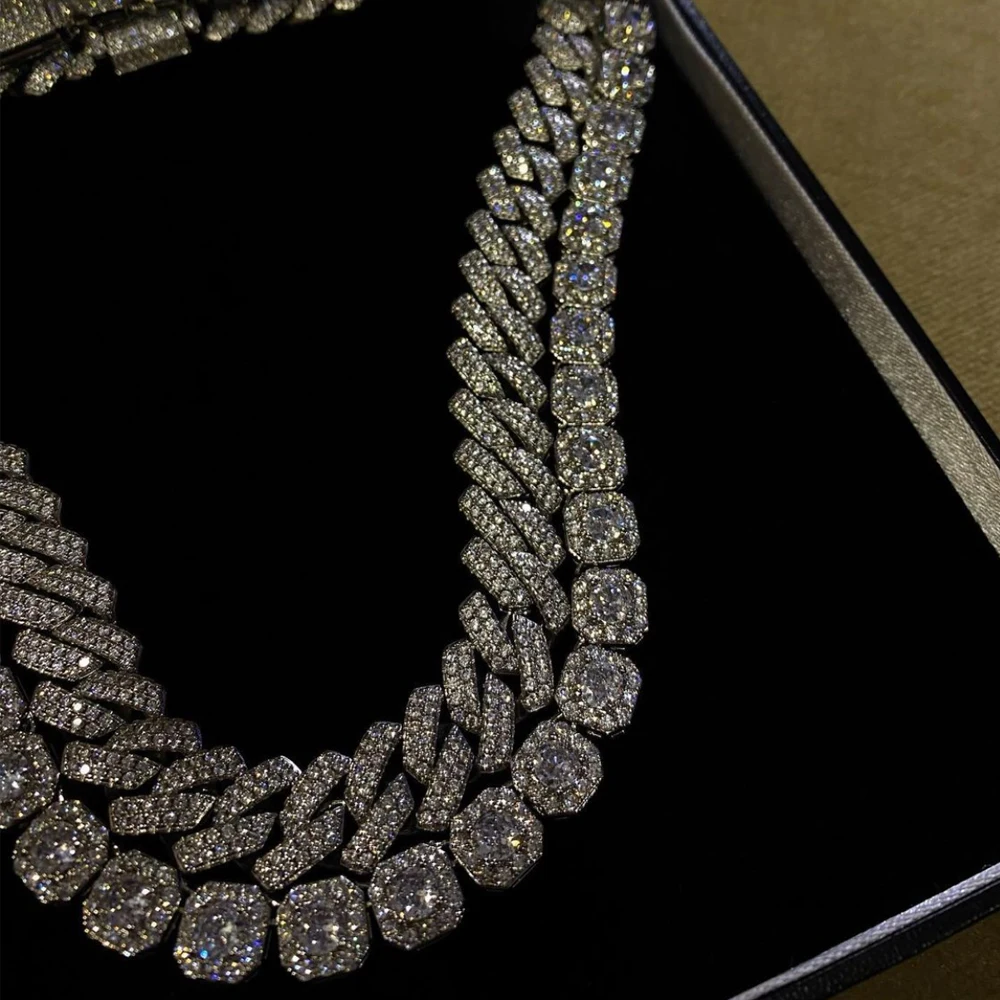 مثلج خارج بلينغ الراين معبد الكوبية ربط سلسلة تنس قلادة النساء الرجال 13/14 مللي متر الشق مغني الراب قلادة الهيب هوب روك مجوهرات #2