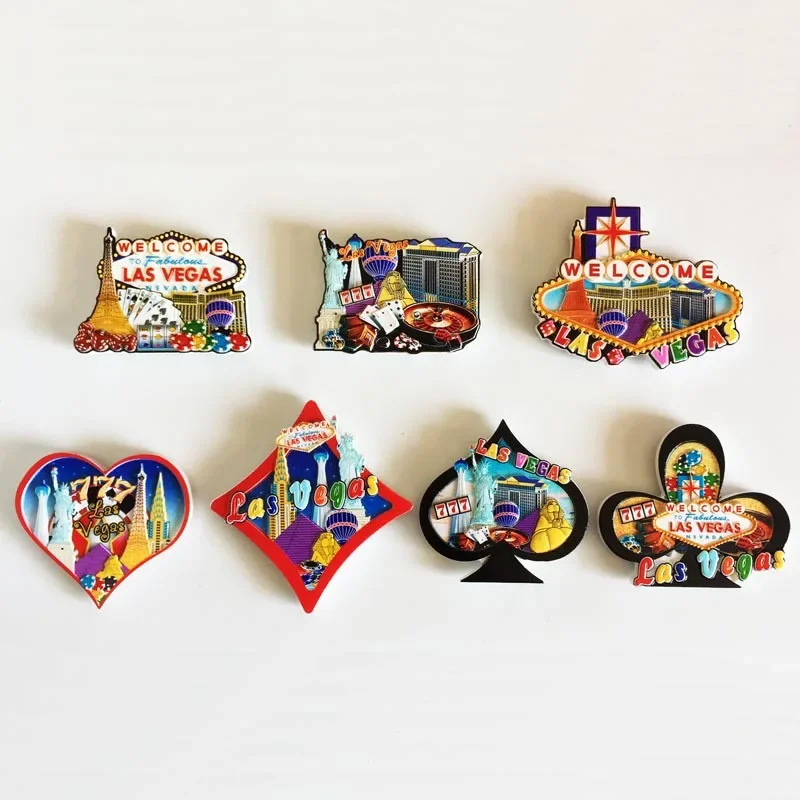 Las Vegas Creative Refrigerator Magnets Set World and City Tourism USA Las Vegas Landmark Building Fridge Magnet Souvenir Gift