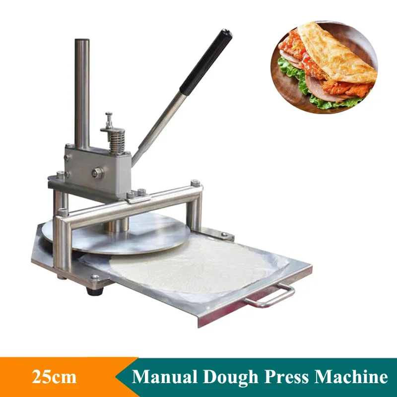 25cm Commercial Hand Dough Press Machine Stainless Steel Pizza Dough Flattening Press Machine Flatbread Dough Press Machine