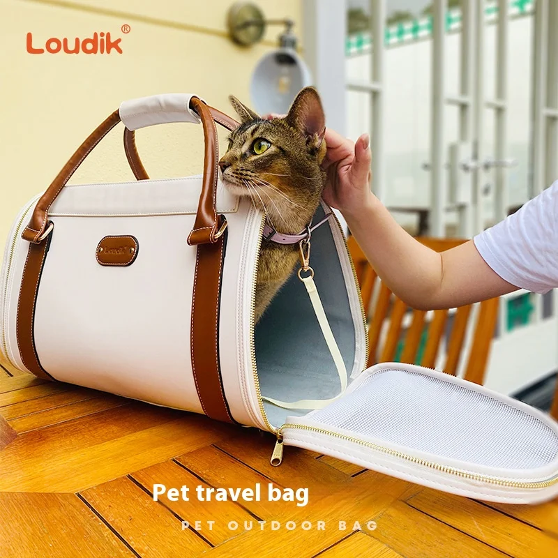 

Loudik New High-Grade Leather Cat Bag Out Handheld Travel Pet Dog Dog Box Bag Small And Medium-Sized Dogs