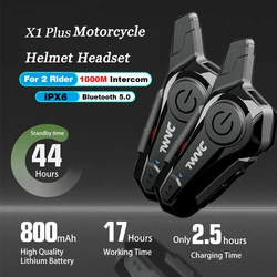 1/2Pcs Bluetooth Motorcycle Helmet Intercom Headset For 2 Rider 1000M Intercomunicador Moto Interphone Wireless Handsfree Call