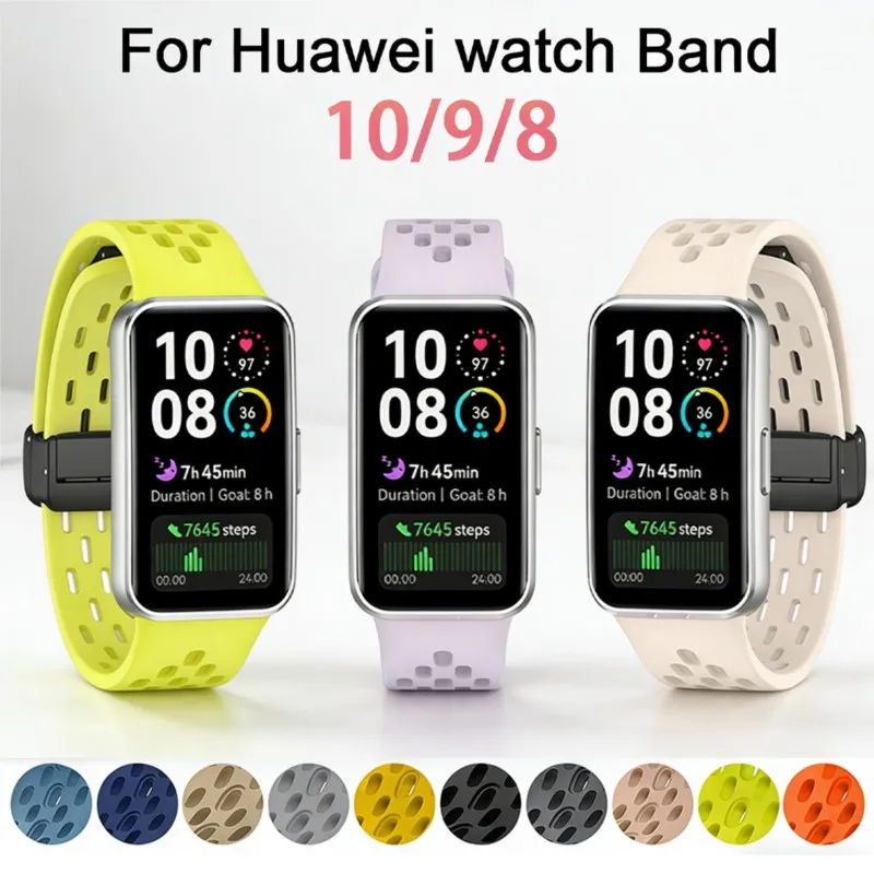 Silikonarmband für Huawei Band 10 9 8, bequeme magnetische Schnalle, verstellbares Armband, Huanwei Band 10/9/8 Zubehör