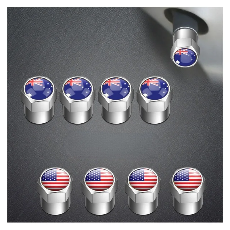 4X Belgium Germany Israel Turkey Bulgaria Romania USA Auto Wheel Tire Valve Stem Caps  National Flags Car Tyre Parts Accessories