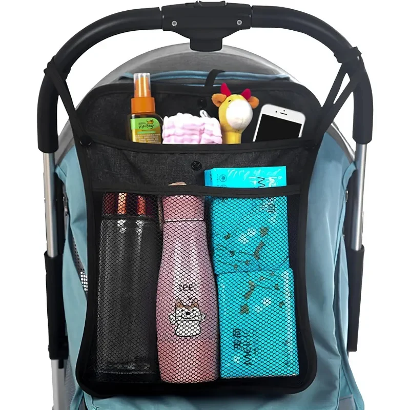

Органайзер для детской коляски, сетчатая сумка для хранения с большим пространством для хранения, нескользящие аксессуары для коляски для подгузников, игрушек, закусок