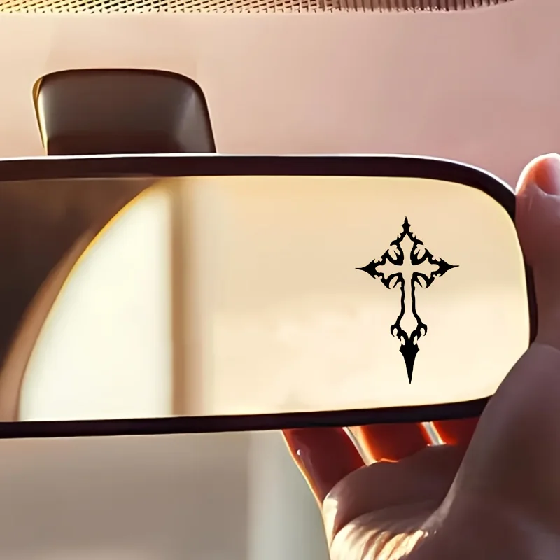 2pcs Gothic Cross Waterproof Vinyl Stickers Multipurpose Decals For Cups Laptops Car Glass Window Decor Accessories