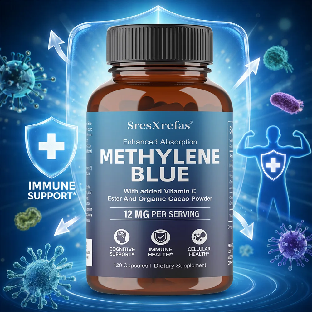 

Methylene Blue Capsule 12mg, Plus Vitamin C, Easy To Swallow and Absorb Meet Your Daily Health, Cognitive Health Supports