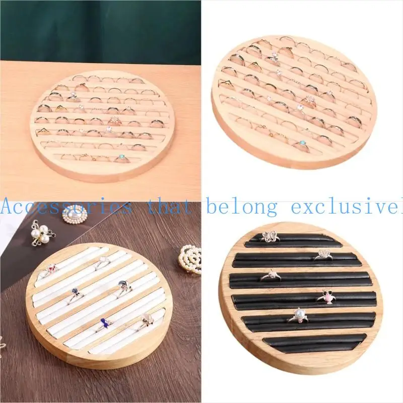 

31BB Lightweight Wooden Round Jewelry Display Plate Ring Bracelet Organizers Stand