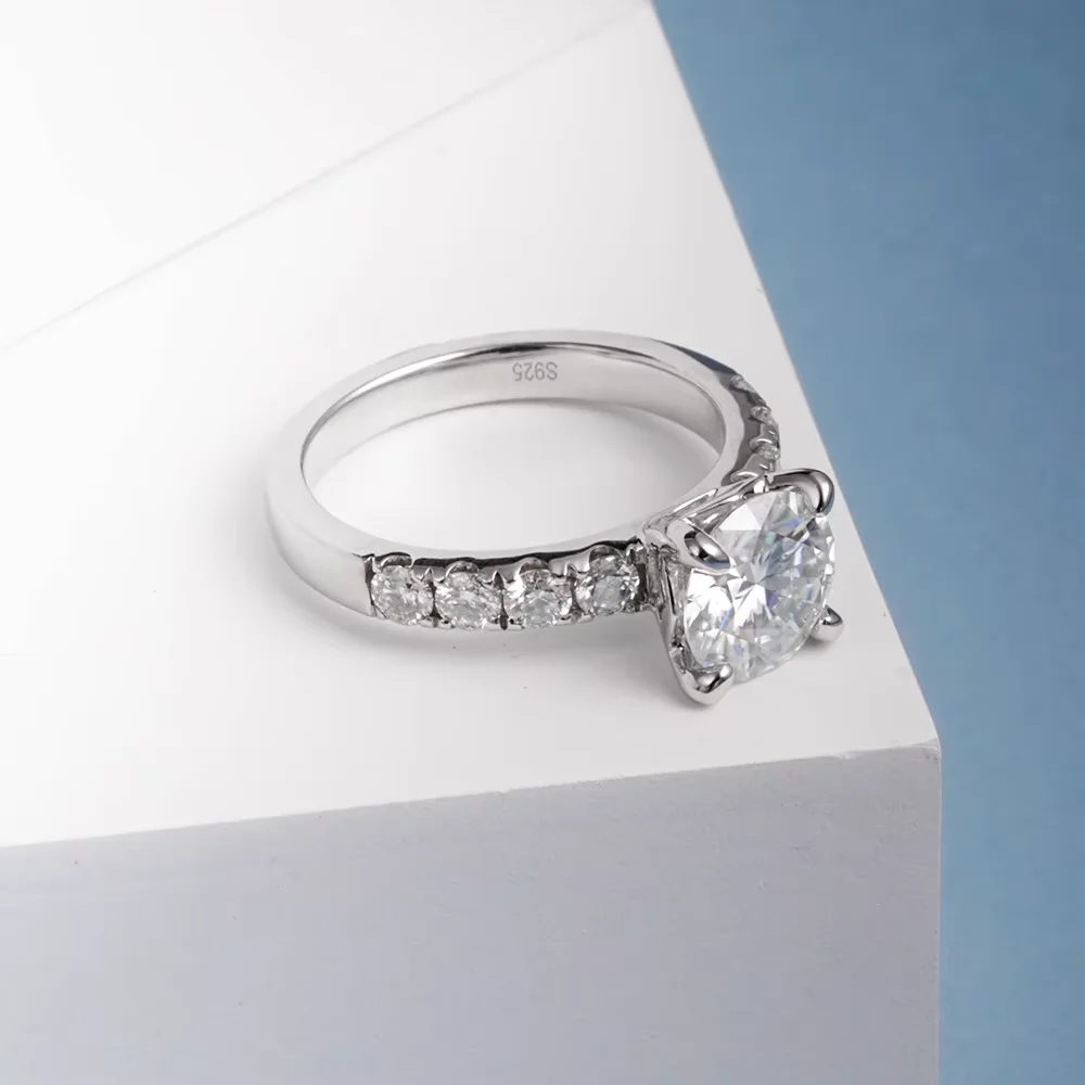 DAMLISA 3ct D Color Moissanite Engagement Ring For Women 925 Sterling Silver 18k Gold Plated Diamond Wedding Band Ring Wholesale