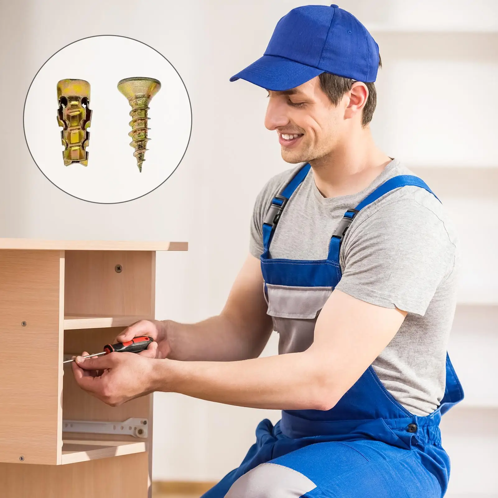 Short Expansion Screw Stable Fixing Carbon Steel Expansion Screw Set For Cabinet For Tiles Stone Wood Concrete Hollow Walls