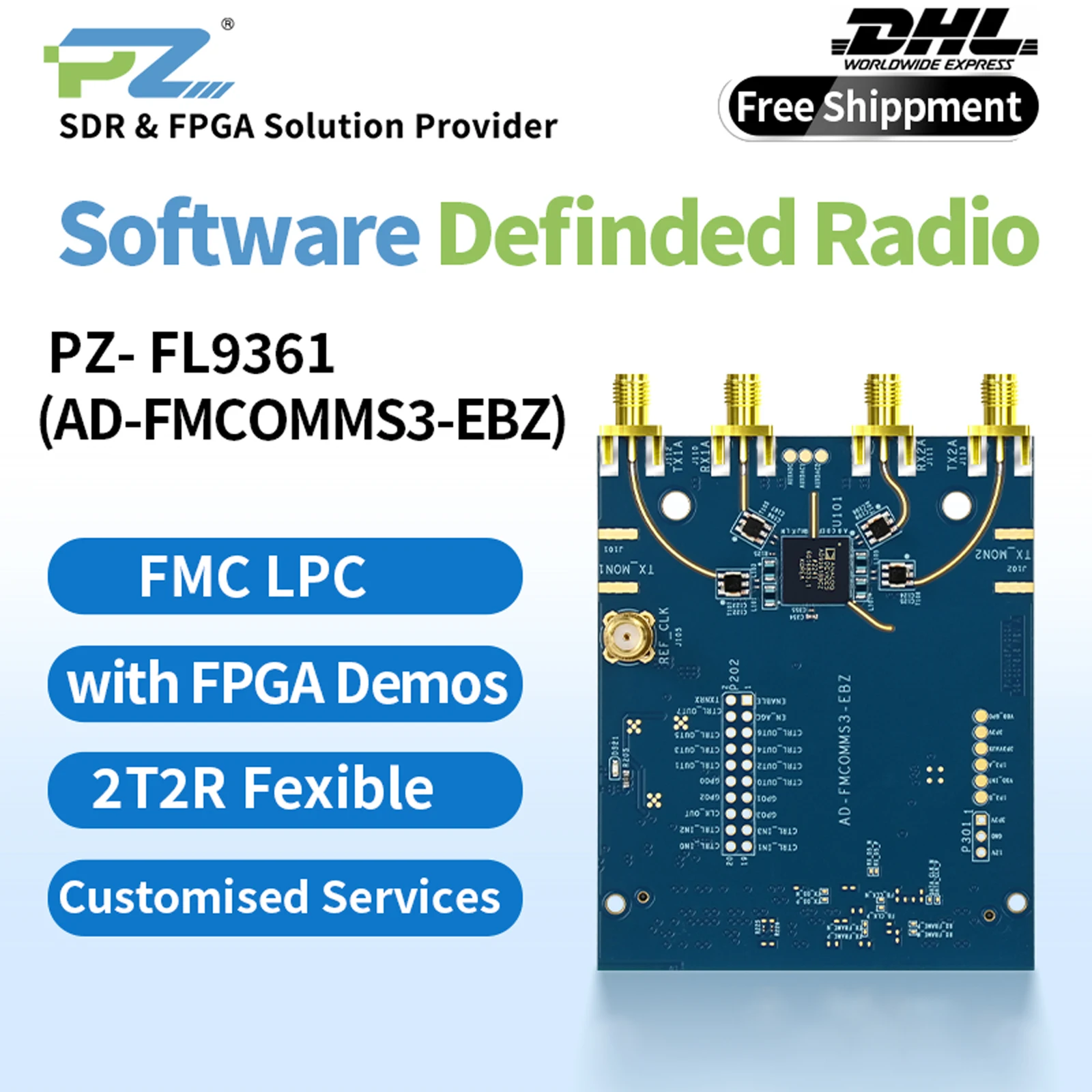 Puzhi PZSDR AD-FMCOMMS3-EBZ SDR трансивер Программное обеспечение Радио демонстрационная плата ZYNQ7020 ZYNQ7100 SoC ADI RF AD9361 openwifi AD9363 pluto