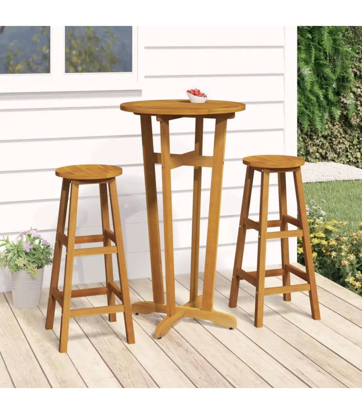 Garden sets bar set 3 pieces solid wood acacia