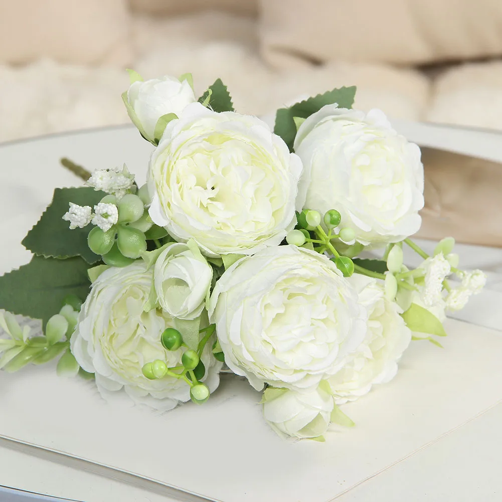 Artificial Flowers 34*12*7CM Bouquet Touch Finish Fade Resistant No Watering Needed Wedding Arrangements Artificial