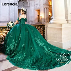 Customized Shiny Dark Green Quinceanera Dress Ball Gown Sequins Lace Applique Beaded Corset Sweet 16 Vestidos De 15 Años YQD929