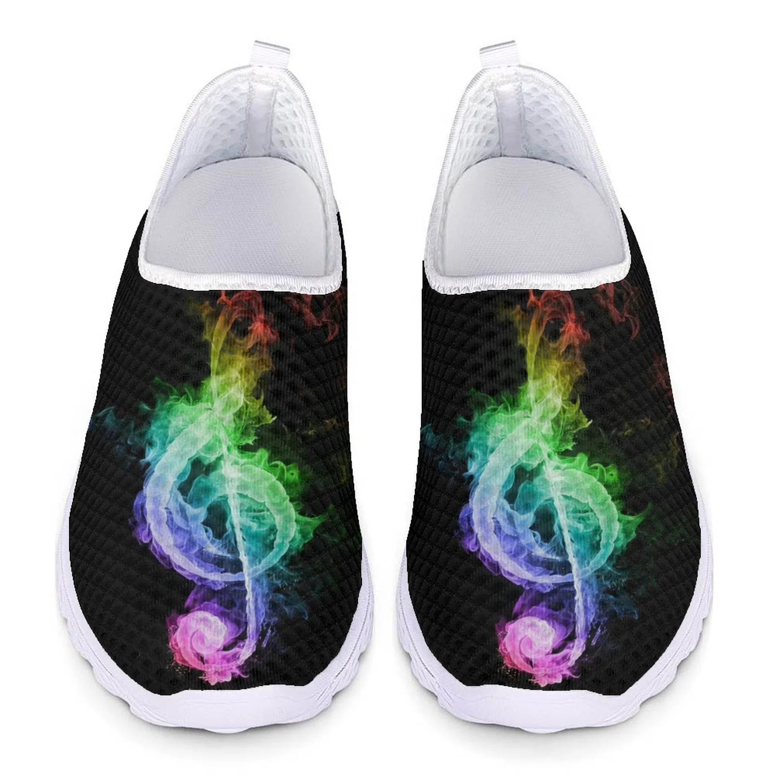 Cute Flame Music Note Pattern Loafers Women Slip On Sneakers Light Ladies Casual Shoes Summer Sport Jogging Shoes Woman Flats