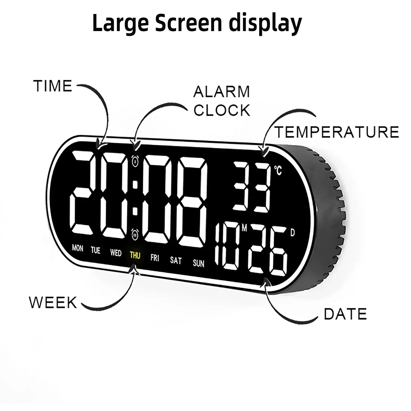 Large LED Digital Wall Clock with Temperature Date Week Display Alarms Clock Timer Countdown Wall-mounted Dual Alarms LED Clocks