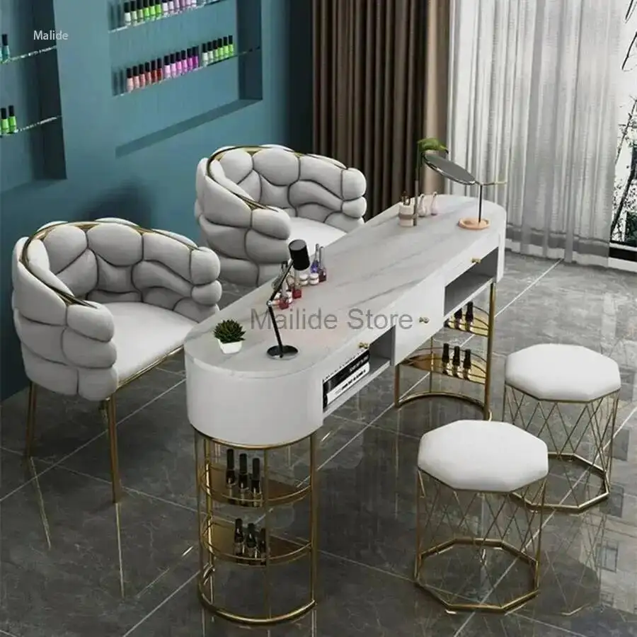 

Nordic Nail Tables Creative GY Nail Double Manicure Table Set Nail Shop Single Professional Manicure Table Salon Furniture