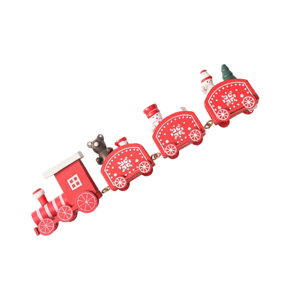 

1pc Wooden Christmas Train Decor Small Train Decoration For Kids Xmas Party Home Desktop Garden Hallway Display Ornament