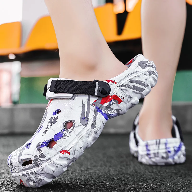 حجم كبير 47 الصيف الرجال الصنادل قباقيب في الهواء الطلق قباقيب الحديقة ثقب الأحذية الذكور حذاء كاجوال أحذية ماء الراحة المنزل النعال الناعمة