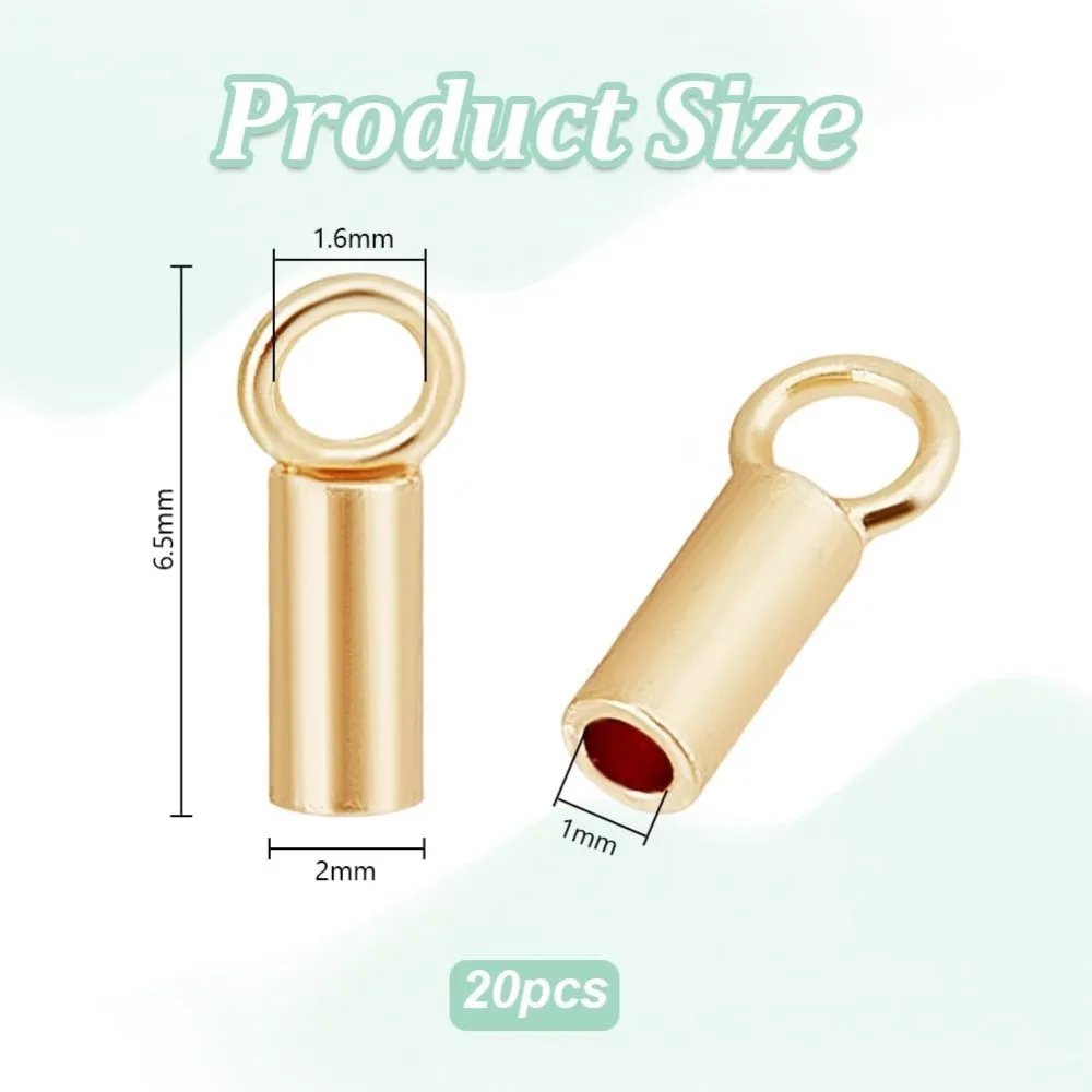 20 шт., 14 К, обжимная торцевая крышка, латунные концы шнура, фурнитура для ювелирных изделий, закрытая петля для кольца для 1 мм (0,04 дюйма) 20 шт., 14 К, обжимная торцевая крышка, латунные концы шнура, фурнитура для ювелирных изделий, закрытая петля для кольца для 1 мм (0,04 дюйма)