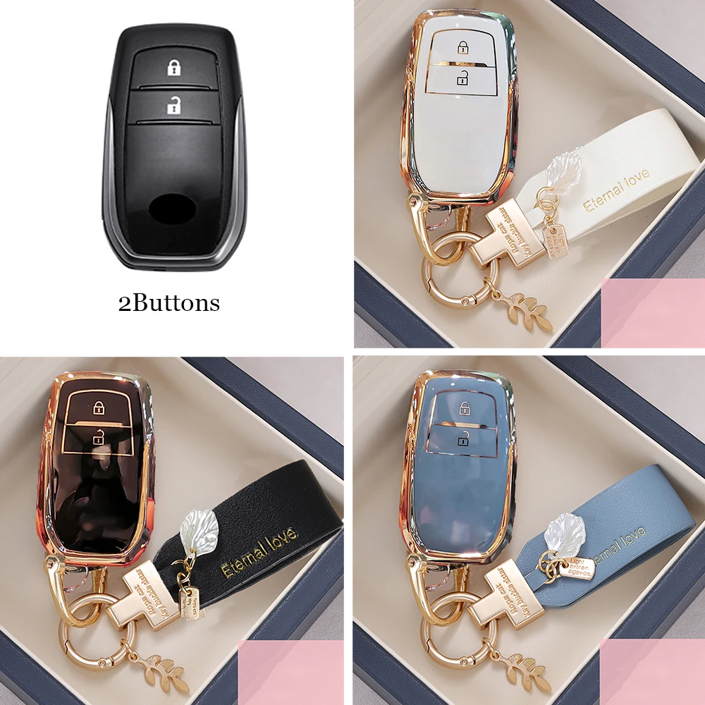 

2/3/4 Buttons Soft TPU Car Key Case Cover for Toyota Hilux Innova Rav4 Fortuner Yaris 2021 Protector Key Sheel Fob Accessories