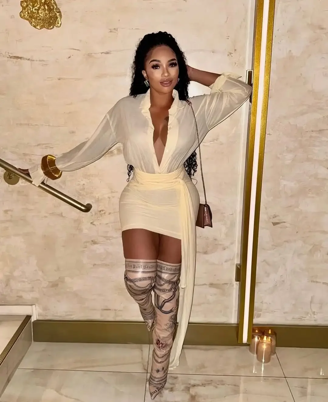 DSMTRC Femmes Élégant Sheer Revers Manches Longues Moulante Chemise Robe Sexy Streetwear Simple Boutonnage Bandage Décorer Mini Robes