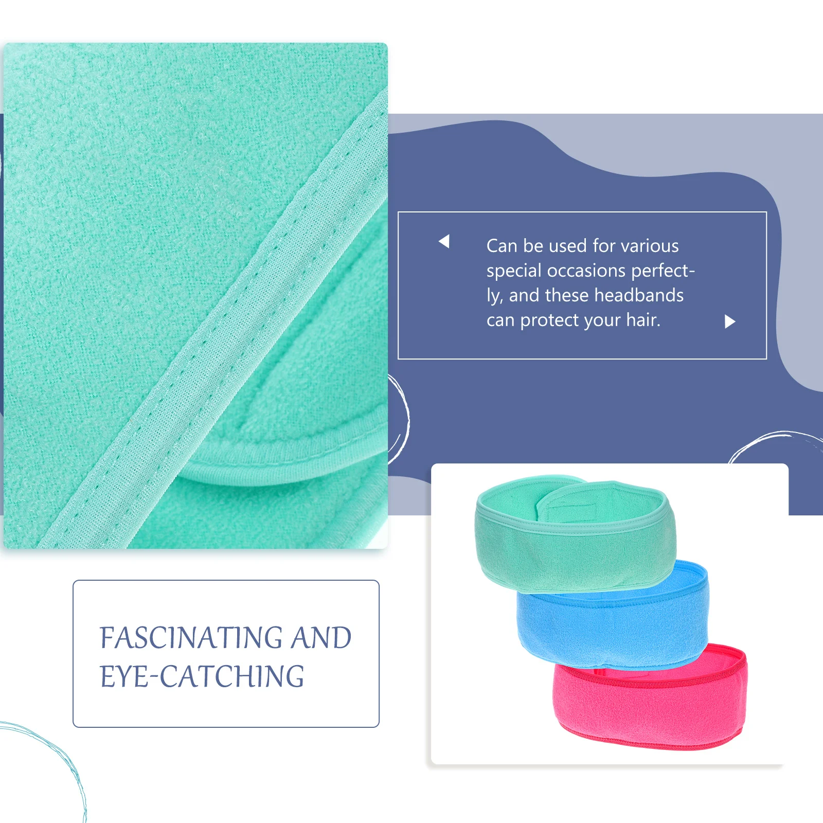 

3Pcs Breathable Elastic Headbands for Women Sports Wash Skincare Headbands Colored Adjustable Hair Bands