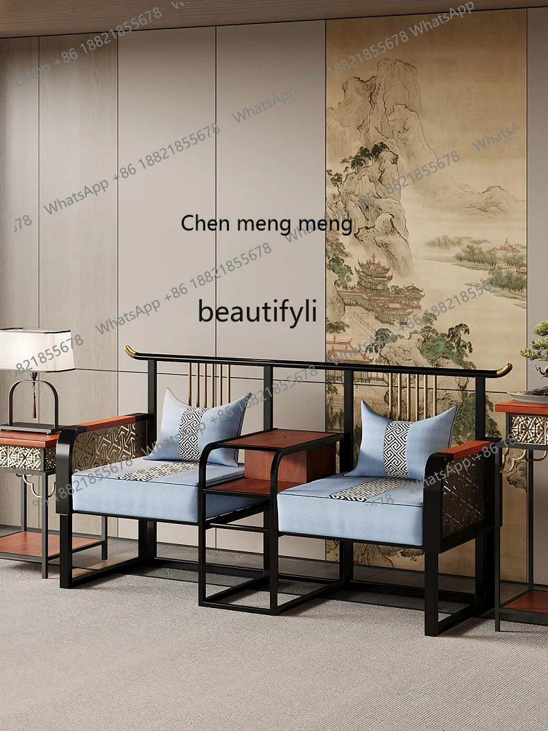 Sofa coffee table side combination, wrought iron villa homestay club business reception