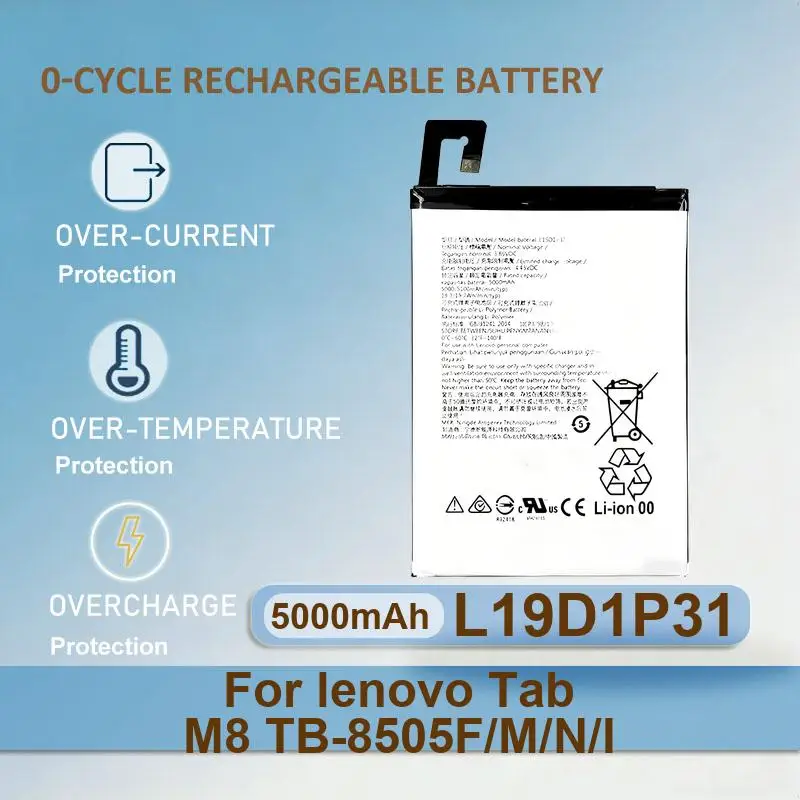 

L19D1P31 Tablet Battery For lenovo Tab M8 TB-8505F/M/N/I 5000mAh Real Capacity