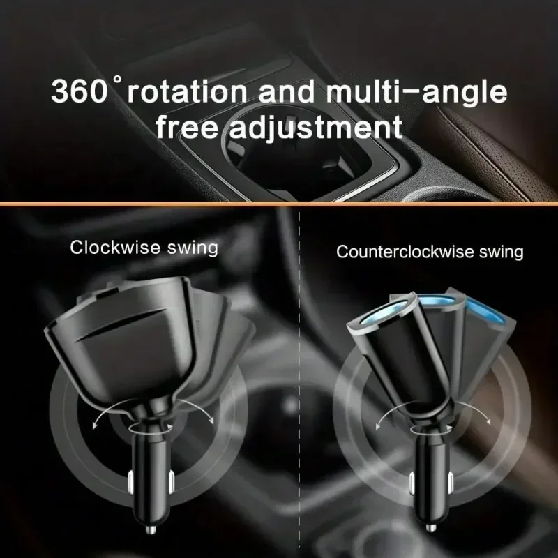 

Автомобильное зарядное устройство с двумя USB-портами мощностью 120 Вт — 360° ° Быстрое зарядное устройство вращения типа C для сигаретных розеток (внутреннее)