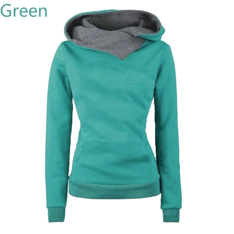 New Fashion Womens Hoodies Lapel High Collar Long Sleeve Hooded Sweatshirts Casual Pullover Tops