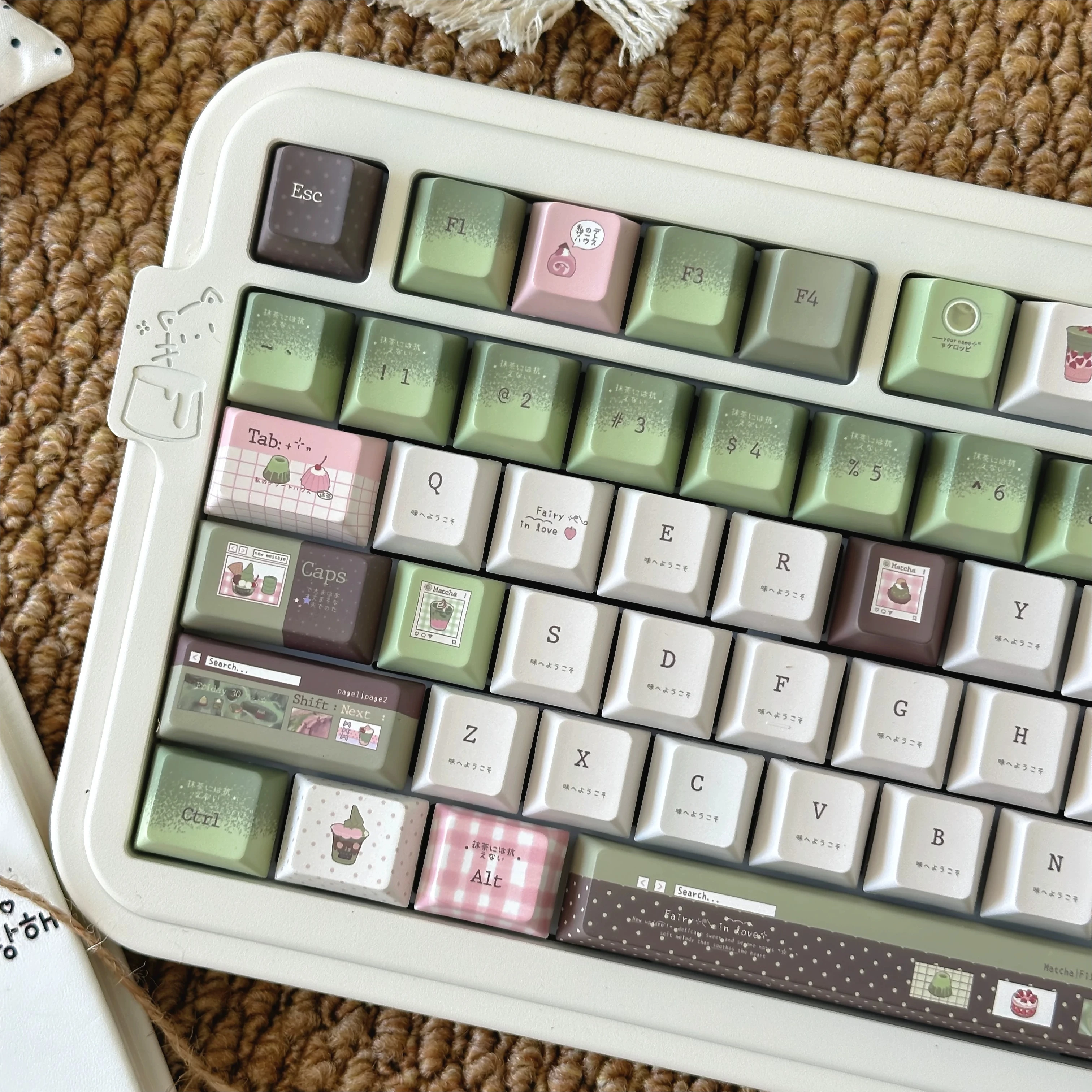 

MAIMOOO Matcha Tower Keycaps PBT CHERRY SOA Green DIY Personalized Keyboard Keycaps Female Keycap Gift