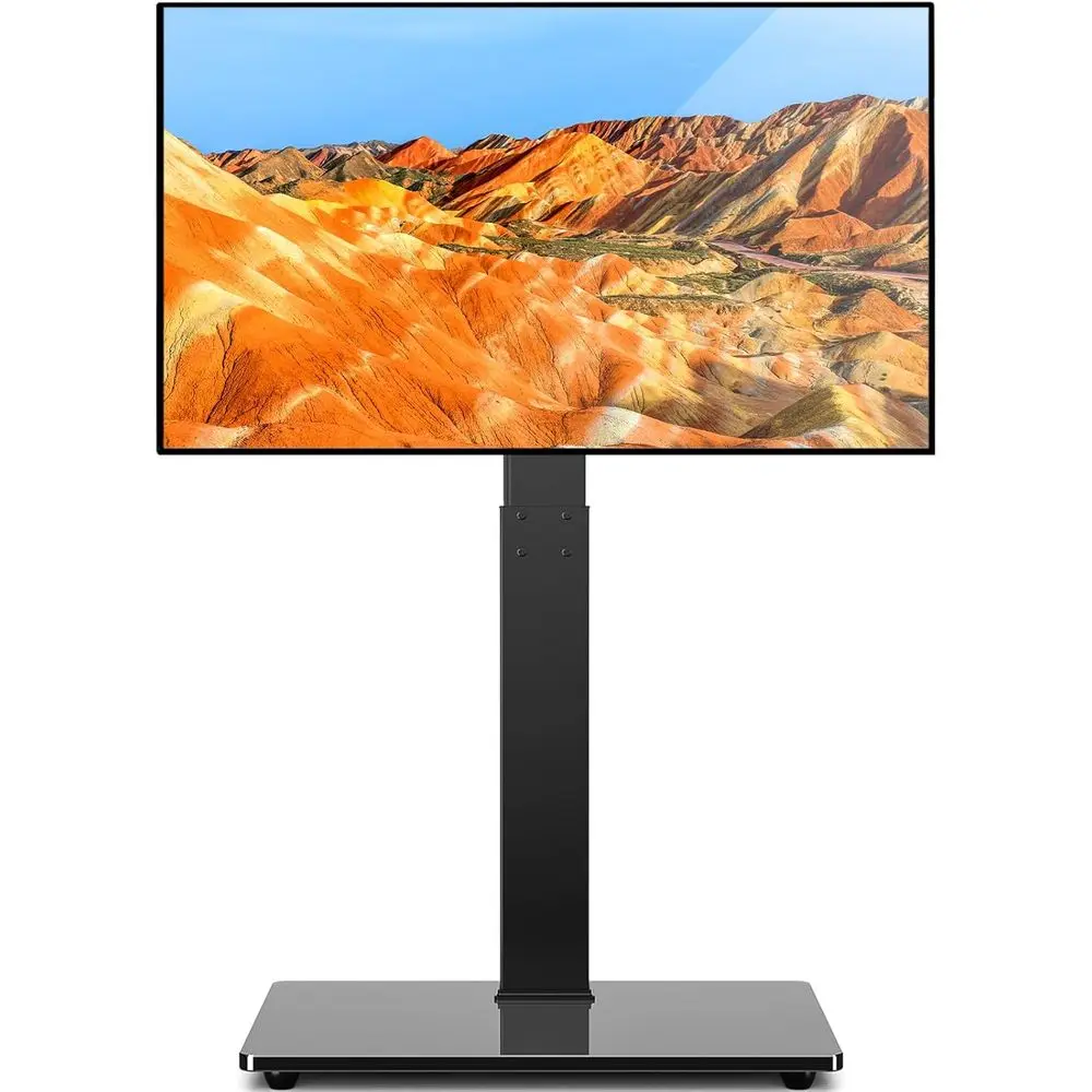 

Adjustable Swivel TV Stand for 32-75 Inch TVs, Up to 110 Lbs, Tempered Glass Base with Media Storage