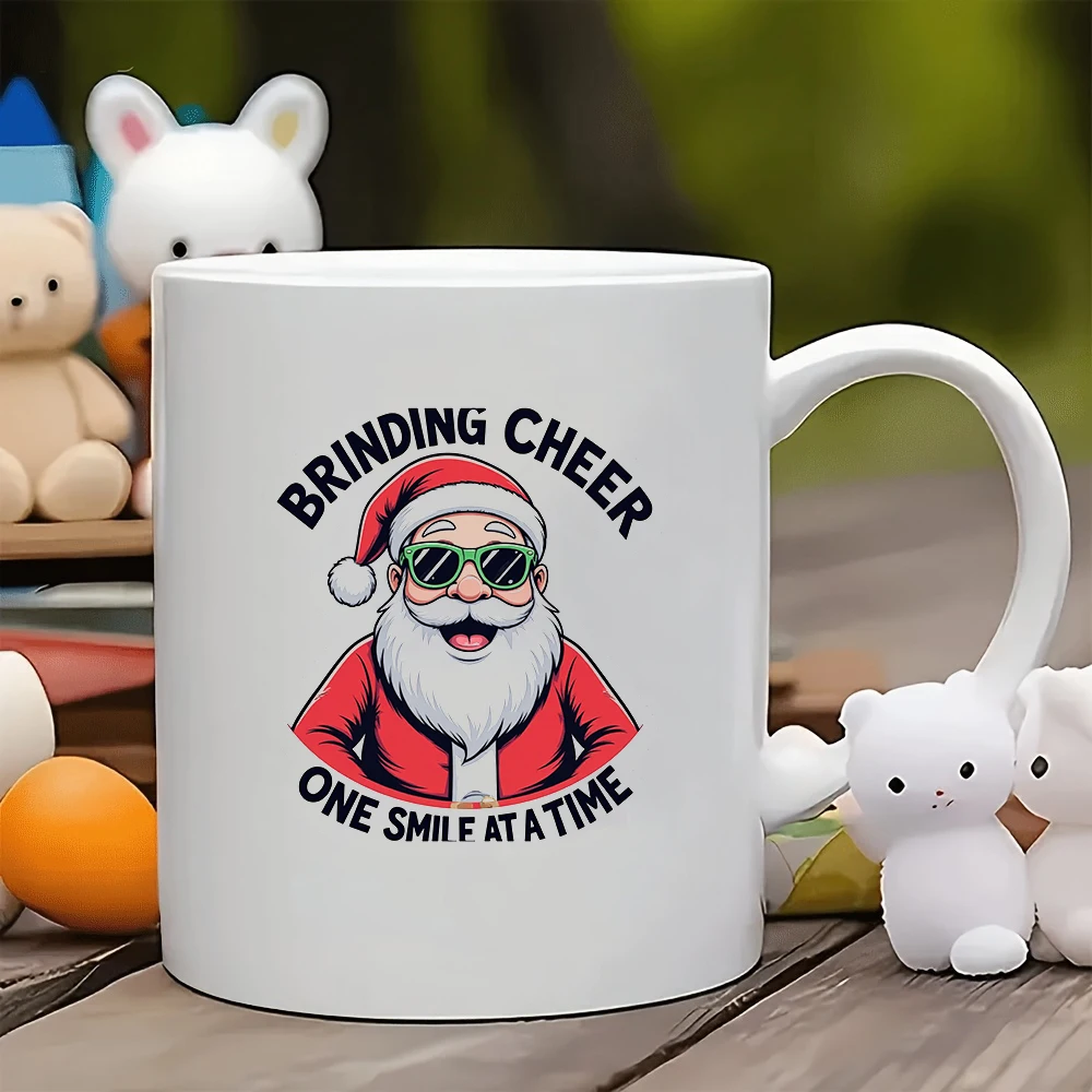 

11oz Cup + Cartoon Santa Claus + Joyful Sticker Christmas Gift Kids Water Cup Family Office Coffee Cup Set