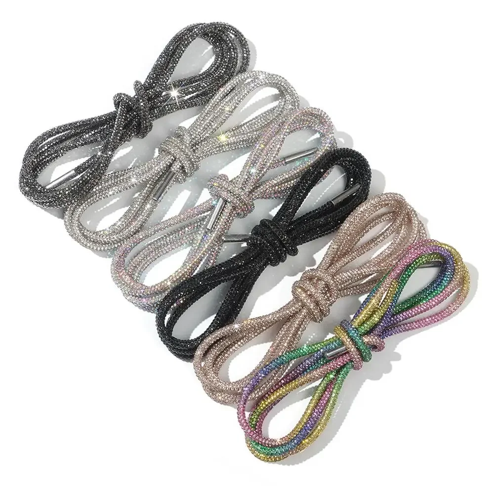 1PC DIY Accessories Cross Braiding Strap Shoe Laces Sneakers Laces Rhinestone ShoeLaces Bright Strings