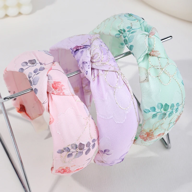 

1/3Pcs Chinese Style Ink Painting Embroidery Line Premium Dumplings Festival High Bouncy Bundle Bangs High Bouncy Hair Bands