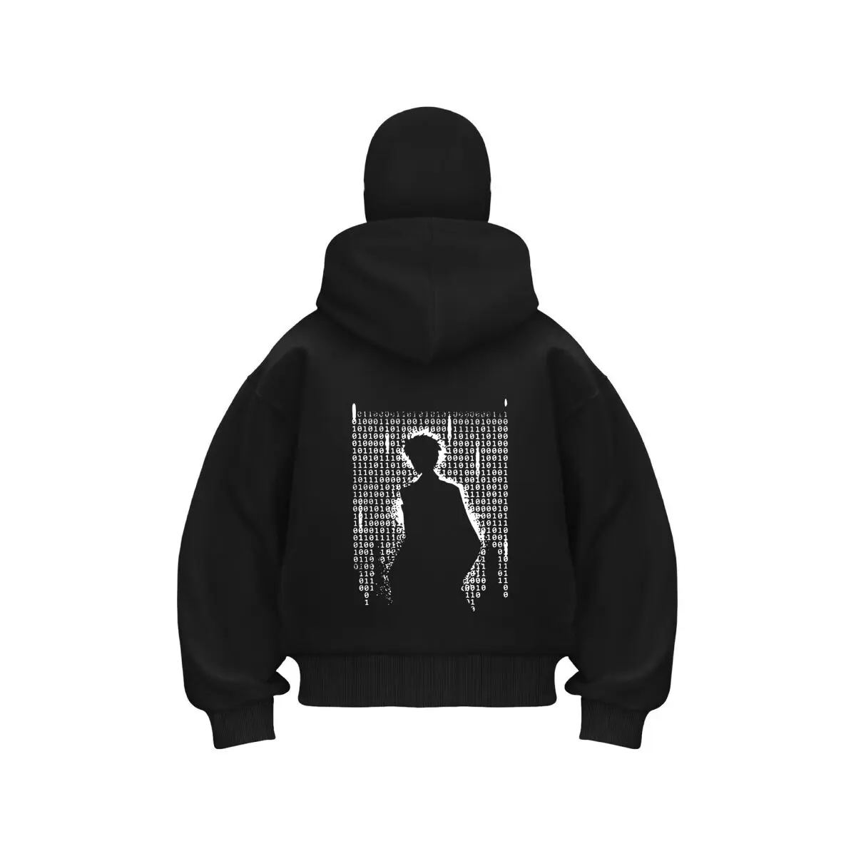 

Binary Silhouette Tech - Inspired, 'Binary Code' Character Design Men's Double Hood Balaclava Zip Hoodie Winter Warm