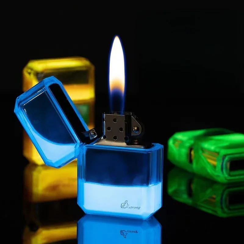 

Creative Luminous Quicksand Metal Novel Good-looking High-end Luxury Kerosene Gas Lighter Rare Smoking Accessories Gift for Men