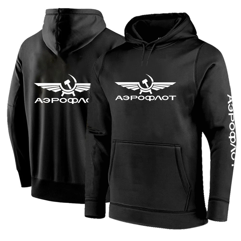 2024 Aeroflot Aviation Russe Pilote New Printing Men Spring and Autumn Solid Color Pullover Hoodies Loose Fashion Hooded Tops