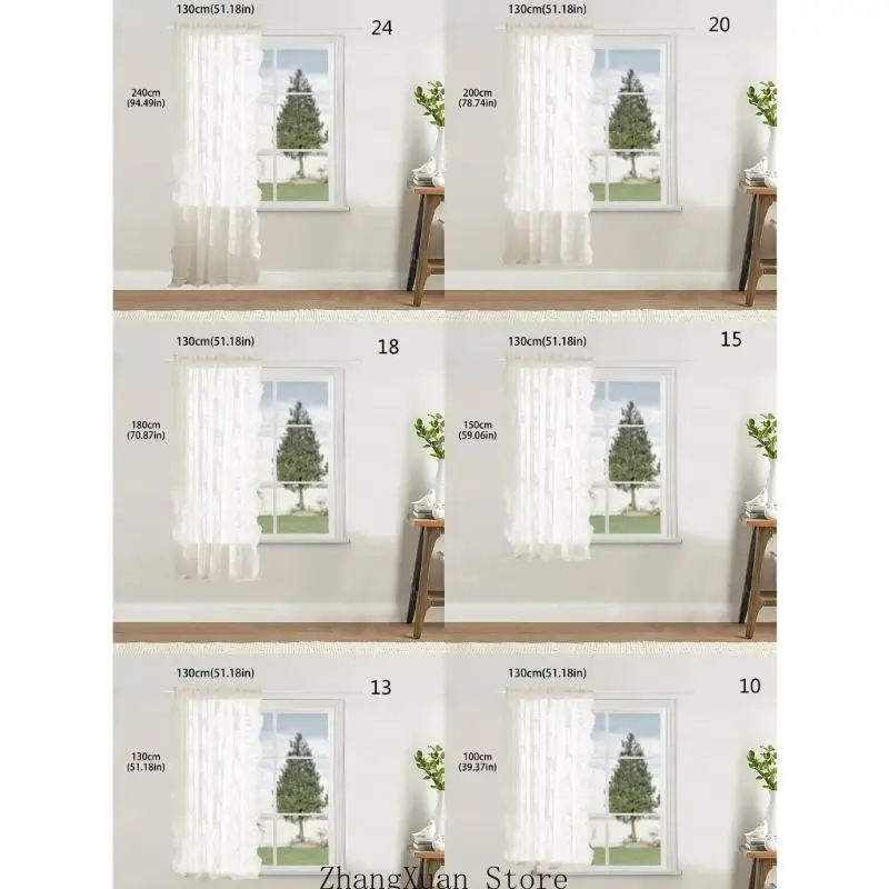 Schlafzimmer-Vorhang-Set, bestickte, transparente Bahnen für ruhige Privatsphäre, 3 x – Detail 6