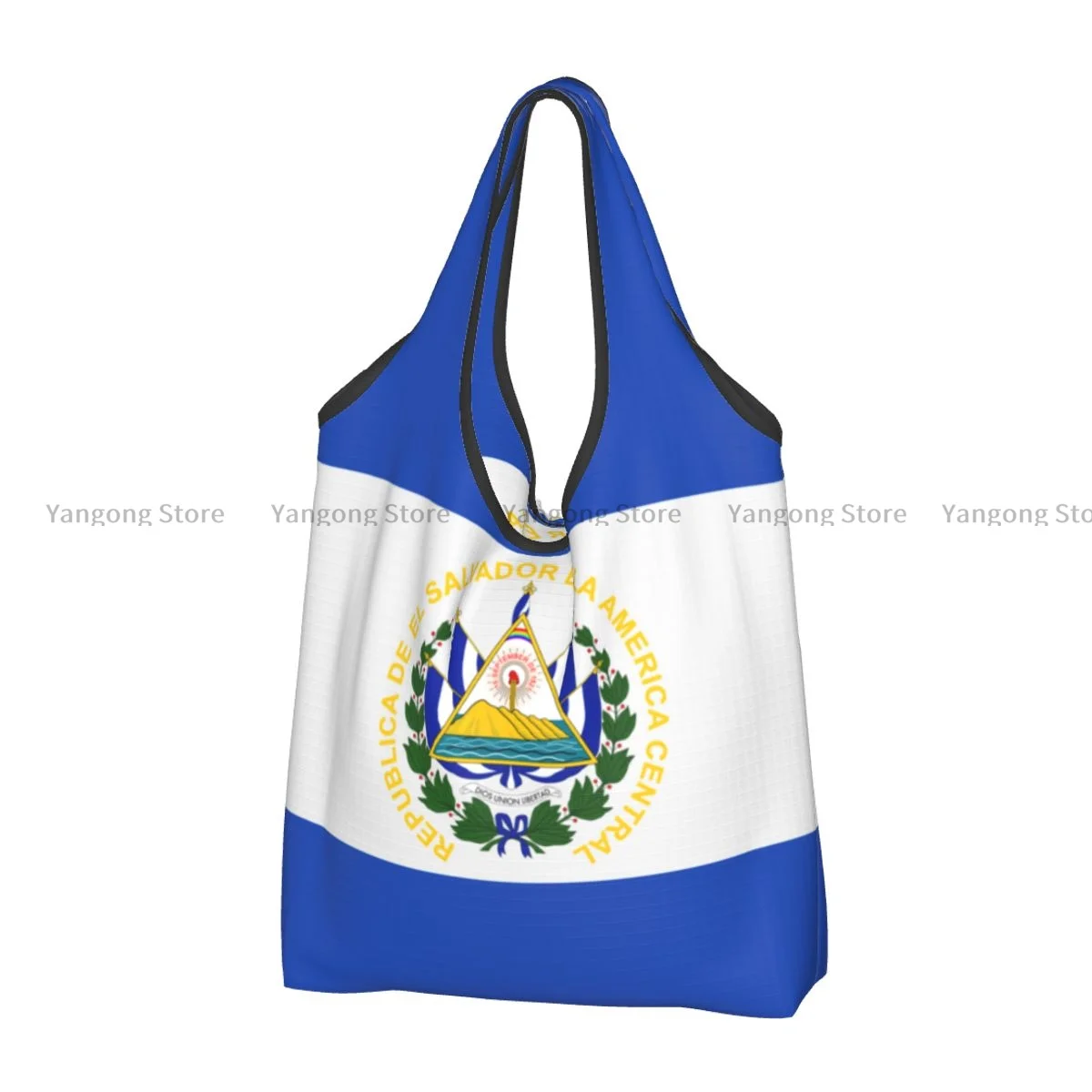 Foldable Shopping Bag El Salvador Flag Tote Folding Pouch Handbag Convenient Travel Grocery Bag