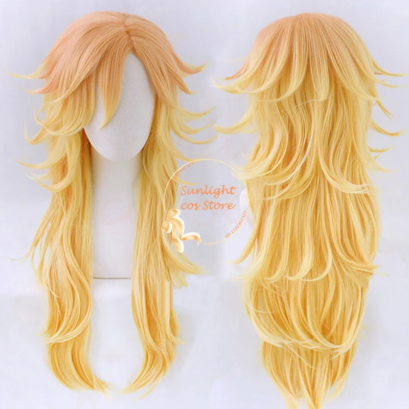 Parrucca Cosplay Anime Douma parrucca Cruly arancione sfumata oro Douma Anime parrucca Cosplay resistente al calore capelli sintetici parrucca festa di Halloween