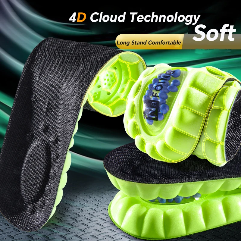 

4D Sport Insoles Soft Breathable High-elasticity Shock Absorption Running Shoe Pad For Men Women Latex Massage Insole