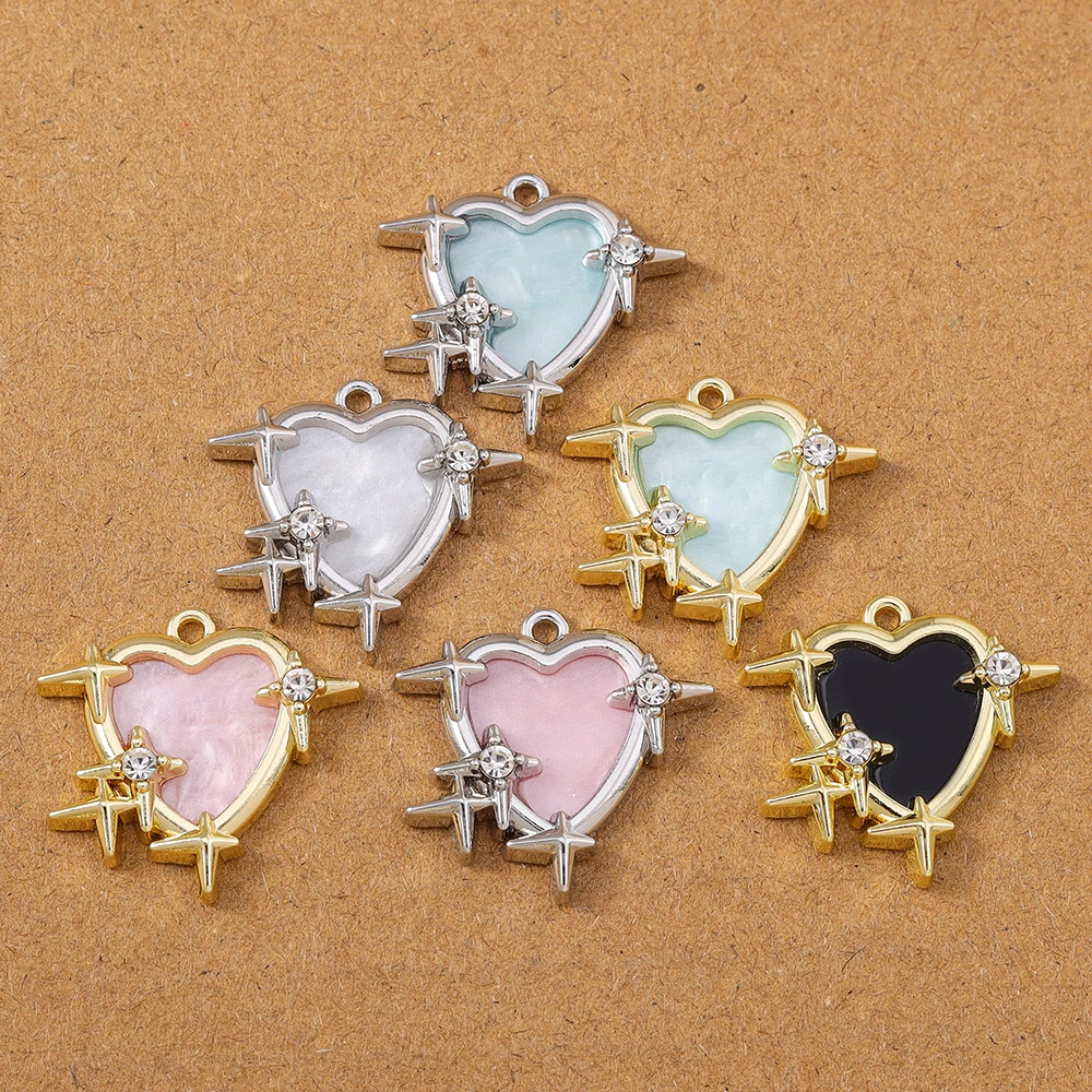 5 Stück 23*24mm Emaille Liebe Herz Charms Anhänger für Schmuckherstellung Ohrringe Halskette DIY Armband Zubehör Zubehör – Detail 2