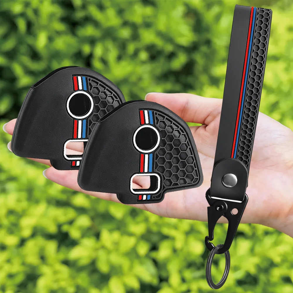 For BMW G310R G310GS F750GS F850GS R1200GS R1200RT R1200R S1000RR Silicone Remote Key Case With Long Wrist Strap And Swivel Clip